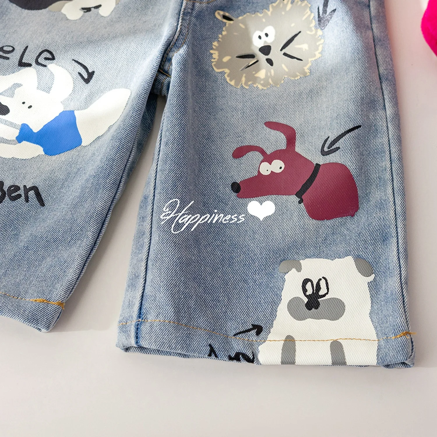 Jeans per bambini per ragazze moda Graffiti tintura 2024 primavera autunno vendite calde pantaloni a gamba larga per bambini pantaloni stile coreano