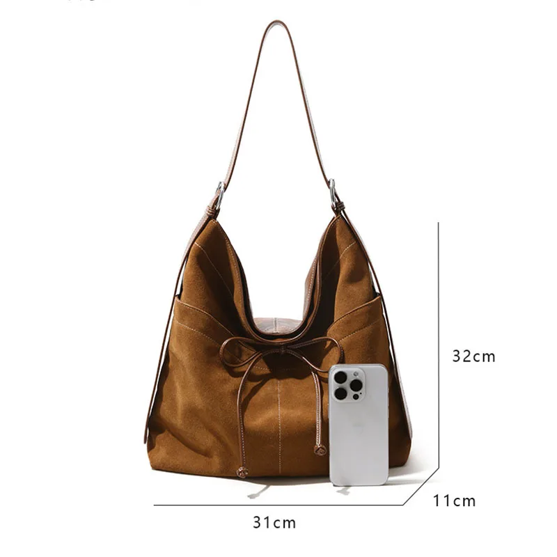 High quality genuine leather bow underarm bag large capacity high-end feel women's leather bag single shoulder crossbody bag