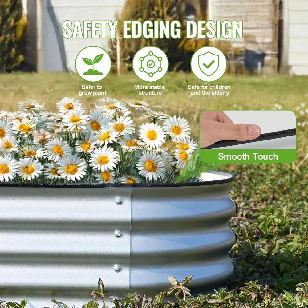 طقم سرير حديقة معدني مرتفع بطول 4 × 2 قدم - صندوق زراعة خارجي سهل التجميع للخضروات والفواكه والزهور #2