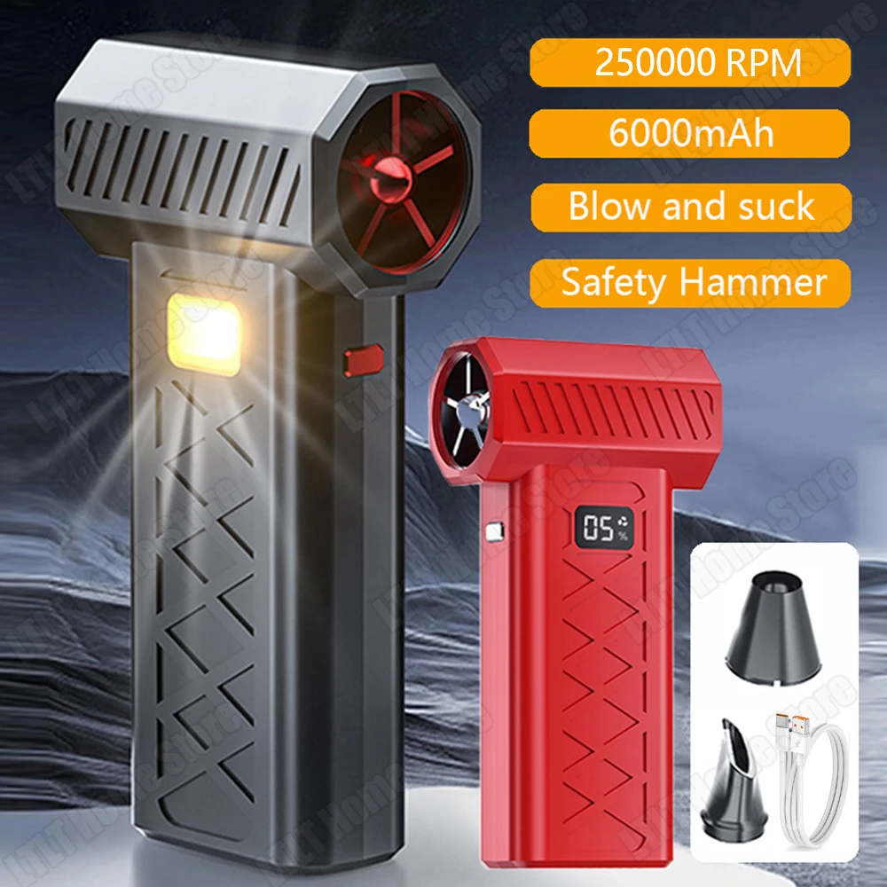 

250000RPM Cleaning Blower Tool Car Blowing Snow Electric Air Duster Turbo Jet Fan 6 Gears adjustable Type-C Charging