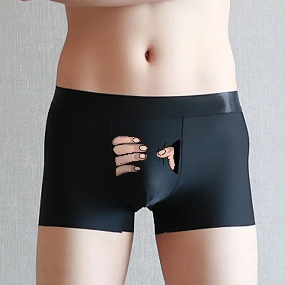 Men's Seamless Soft Cartoon Breathable Middle Waist Ice Silk Underpants Casual Comfort Boxer Shorts Home Interior For Men Women