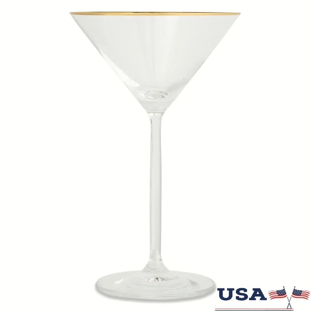 Elegante copa Martini con borde dorado, barra ideal para el hogar, vidrio de alta calidad, elegante, duradero, resistente a salpicaduras, cócteles perfectos