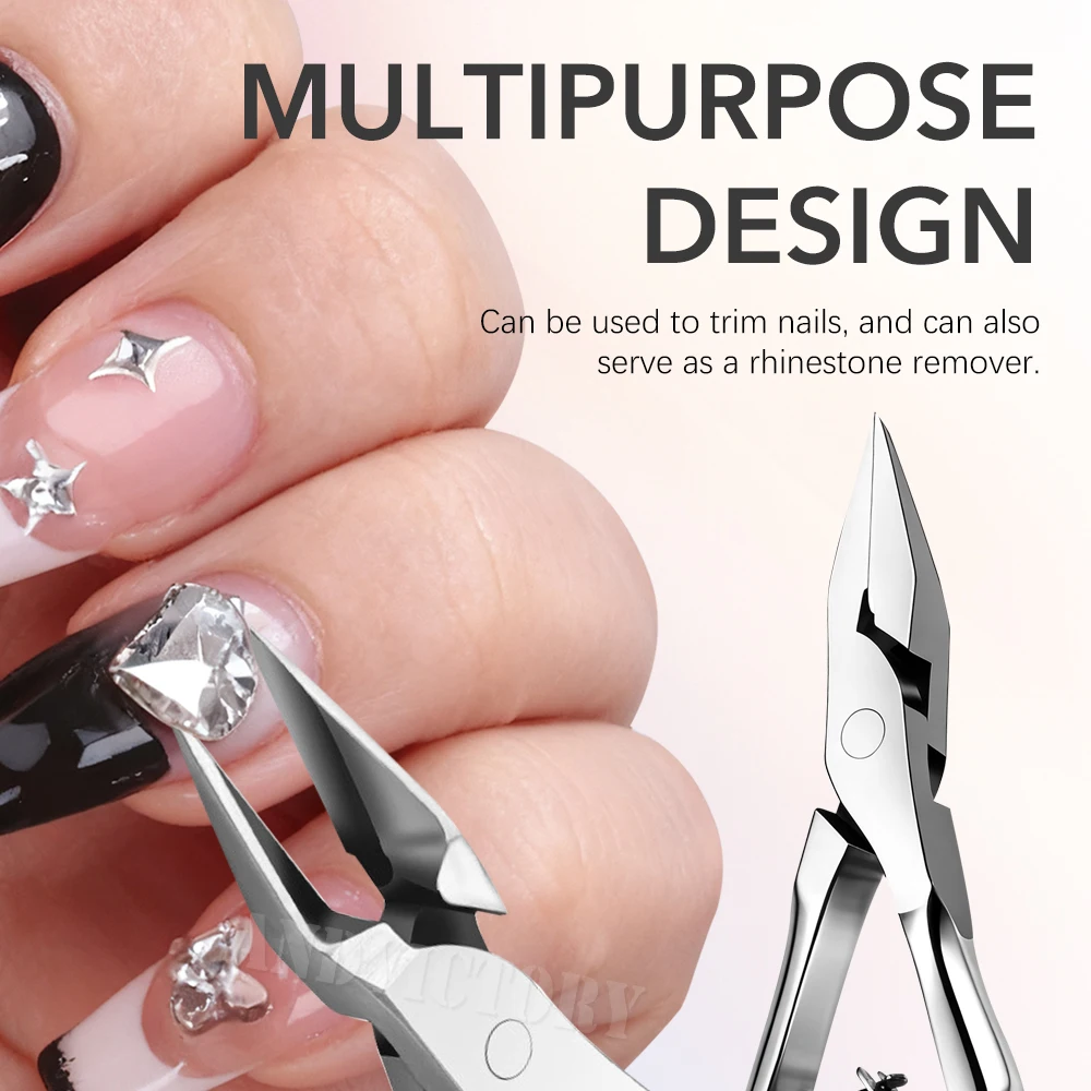1 個ラインストーンリムーバーニッパーステンレス鋼爪切りネイルアートはさみ陥入厚い爪切りマニキュアツール