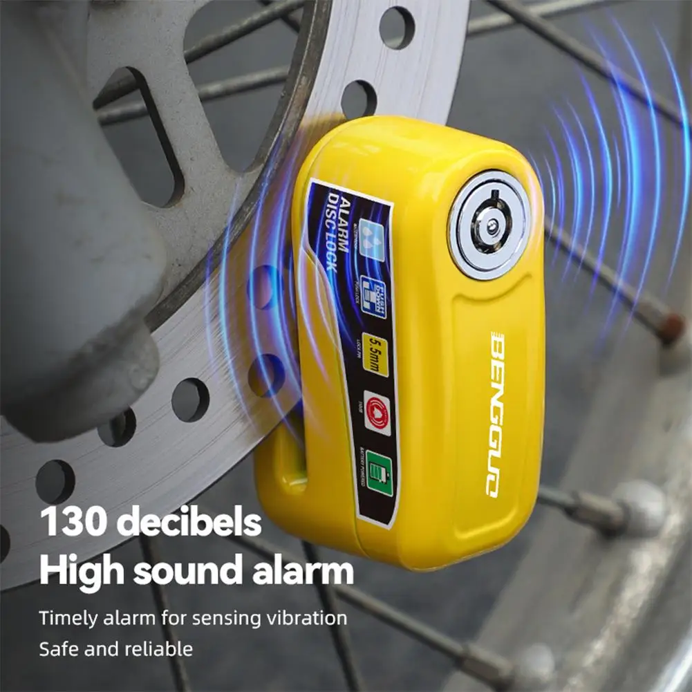 

Motorcycle Bicycle Lock Alarm Protection Padlock Waterproof Brakelock with Keys Safety Anti-Theft Scooter Wheel Disc Brake Locks