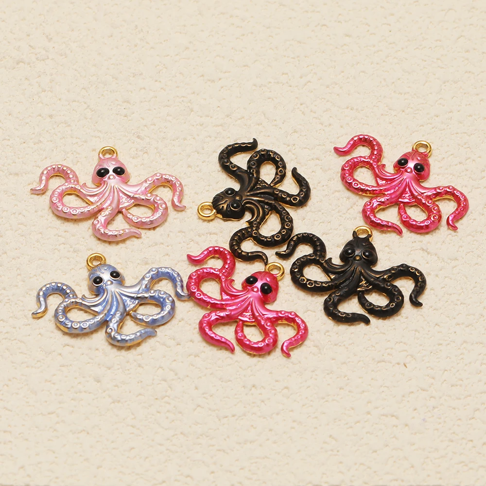 4 Stück Edelstahl-Emaille-Oktopus-Anhänger für DIY-Schmuck, Kinderparty-Ohrringe, Halsketten, Kinderarmbänder, Anhänger-Geschenke – Detail 5