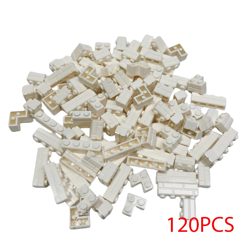120PCS Willekeurige Gestreepte Bakstenen MOC Bouwstenen Speelgoed Paleis Kasteel Creatieve Figuren Militaire Stad Huis Muur DIY Onderdelen