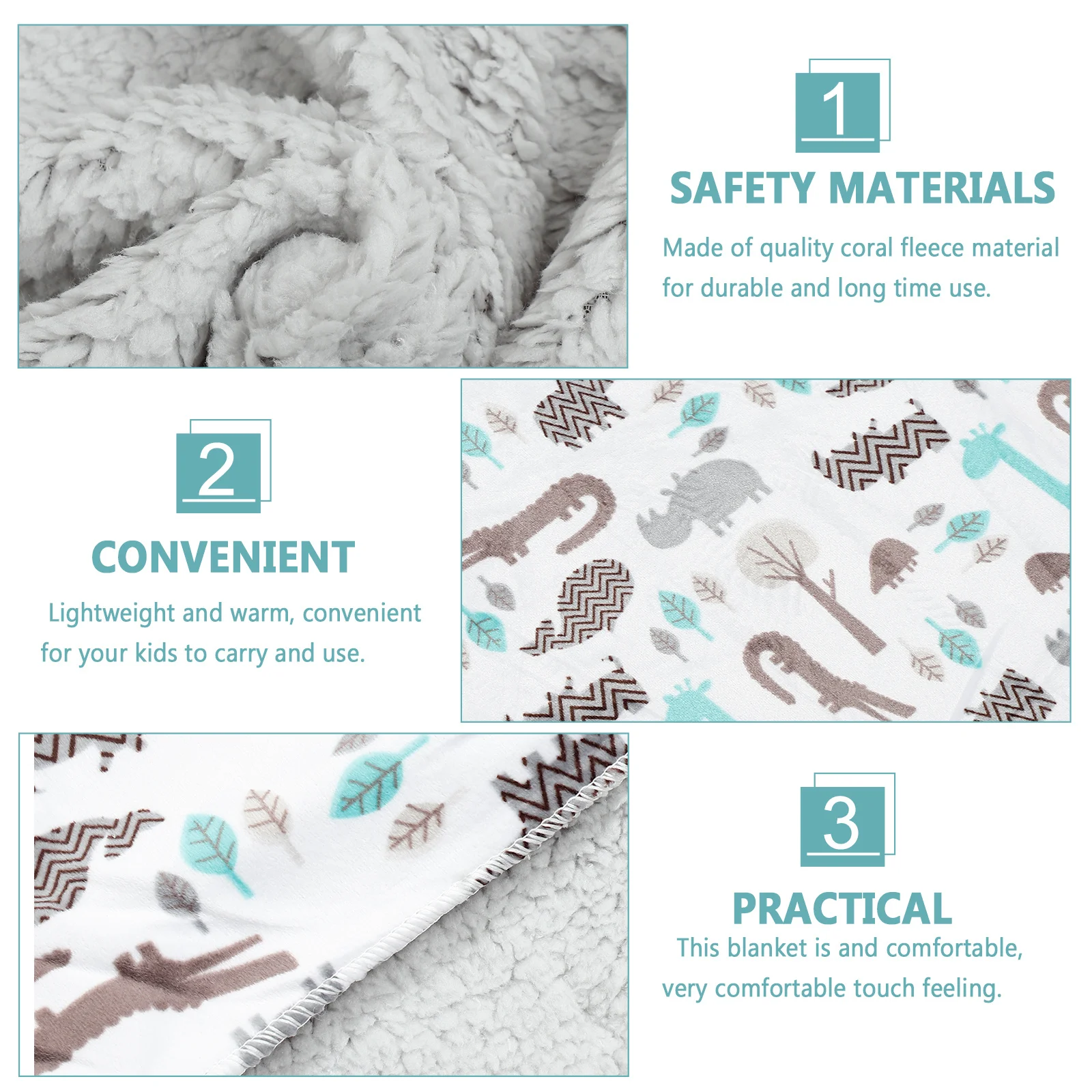 1 قطعة بطانية صوف مرجاني مطبوعة برسوم كارتونية للأطفال خفيفة الوزن ودافئة للنوم للاستخدام المنزلي تصميم قابل للطي تكييف هواء مريح #4