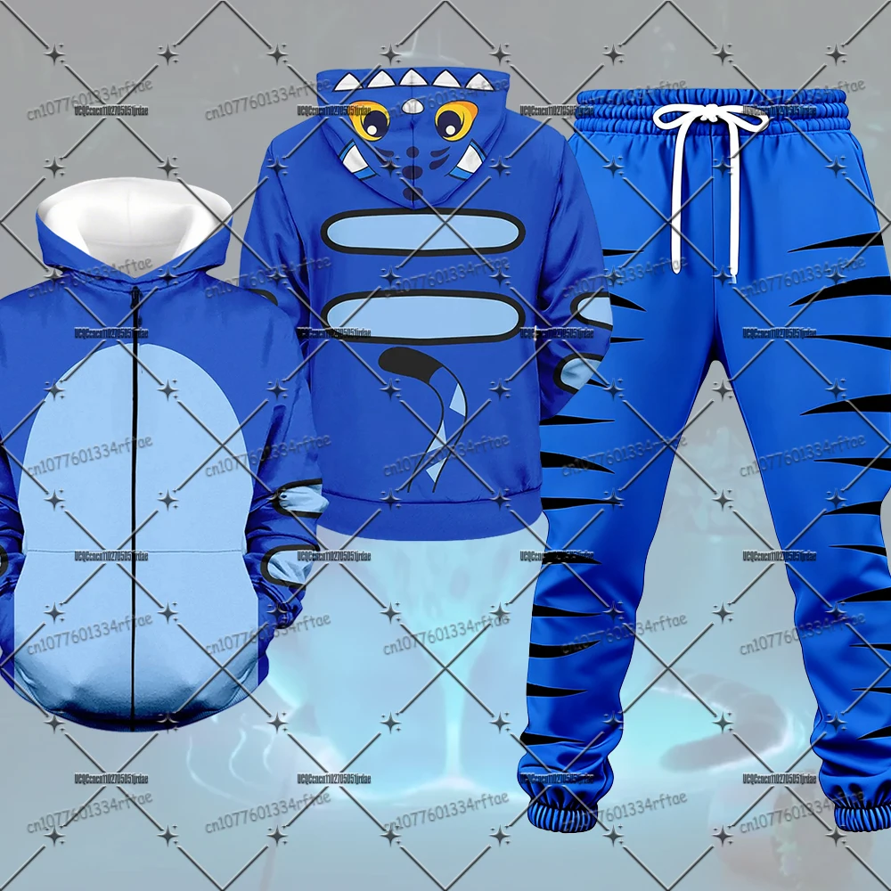 ชุดคอสเพลย์ Kpop Demon Hunters Derpy Tiger เสื้อฮู้ด+กางเกงขายาว ชุดลำลองสำหรับฤดูใบไม้ร่วงและฤดูหนาว ชุดวอร์มสำหรับผู้ชาย ชุดคริสต์มาส