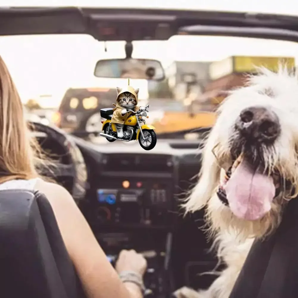 2D Acrylic Car Hanging Pendant Rearview Mirror Decoration Compact Cat-Shaped Hanging Ornament Cute Cats Car Interior Decor - Image 3