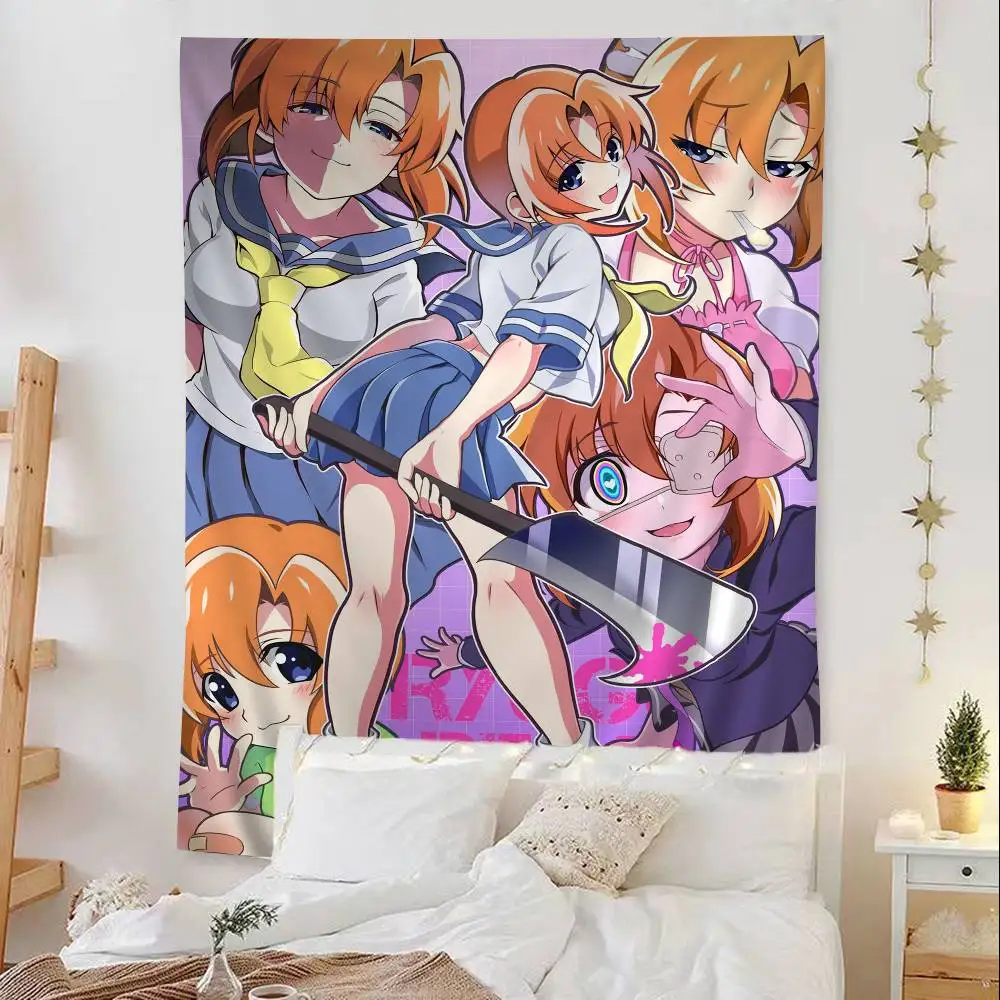 أنيمي خمر Higurashi عندما يبكون الرسم البياني نسيج لغرفة المعيشة ديكور المنزل ديكور فني للمنزل #2