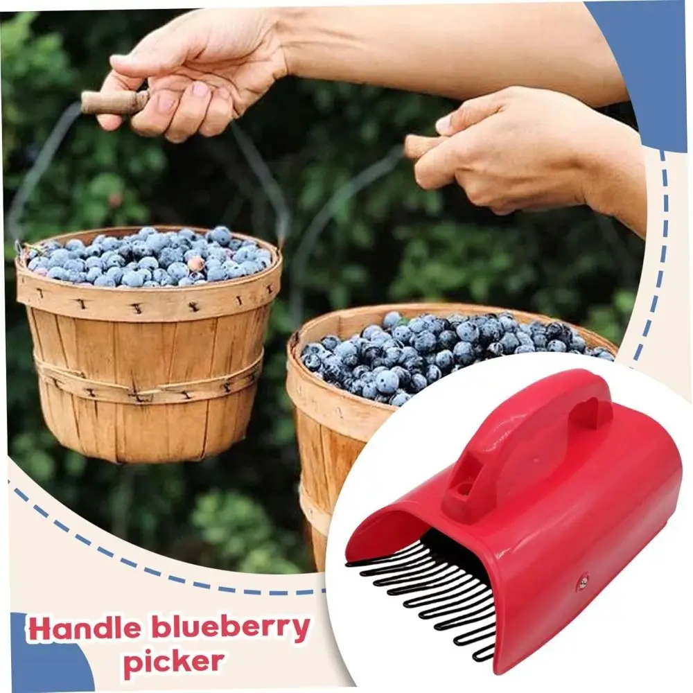 Metal Comb Blueberry Picker Ergonomic Handle Hand-Held Berry Picking Rake Comfortable Grip Labor Saving Blueberry Shovel