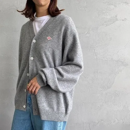 

Autumn Winter New Arrival Pure Wool V-Ne Single Button Knitted Open Cardigan Top Casual Loose Fit Long Sve Ladies Sweater