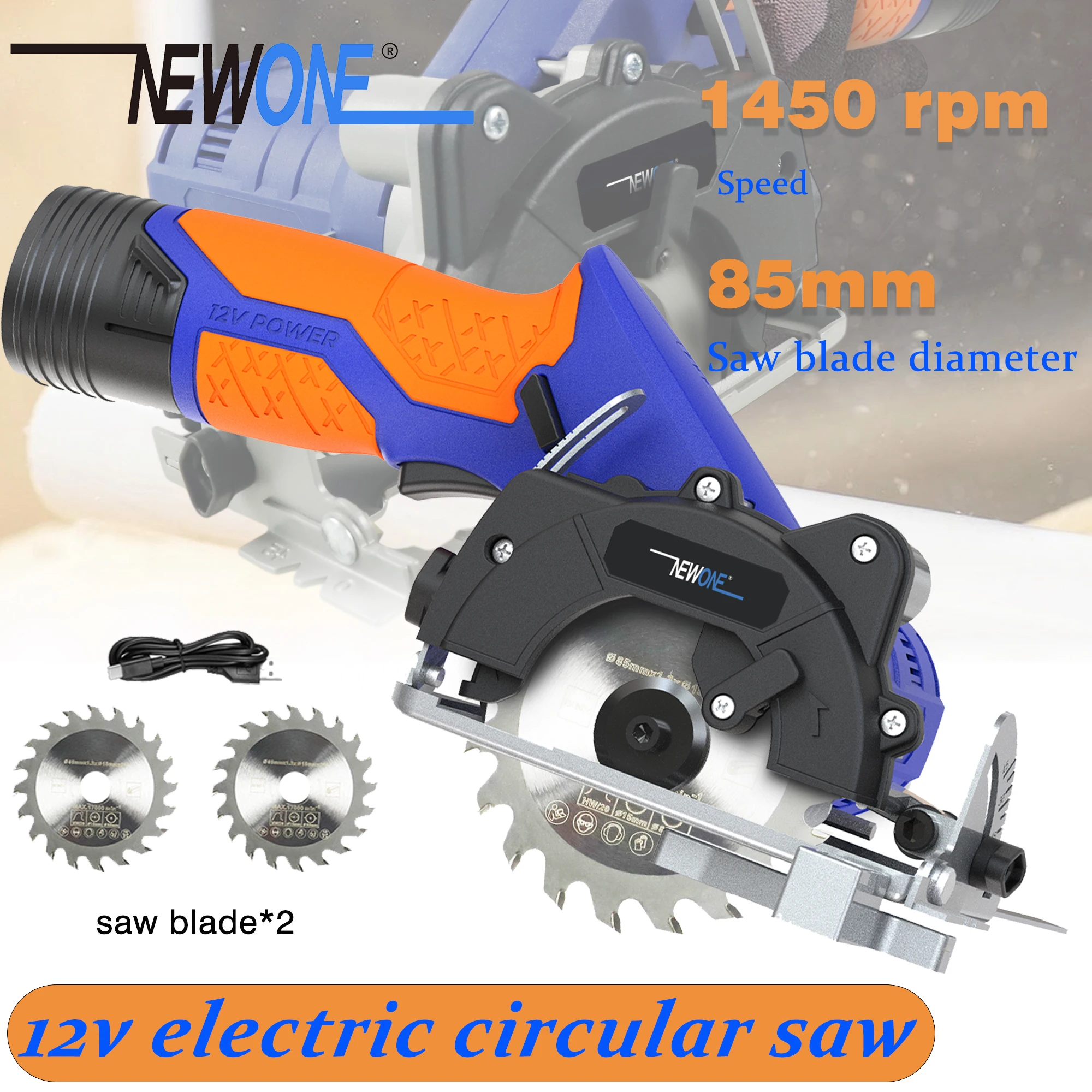 NEWONE Electric Circular Saw ﻿Cordless With Safety Button Handheld Portable Household Use Woodwork Saw Power Tool ﻿Cutting Wood