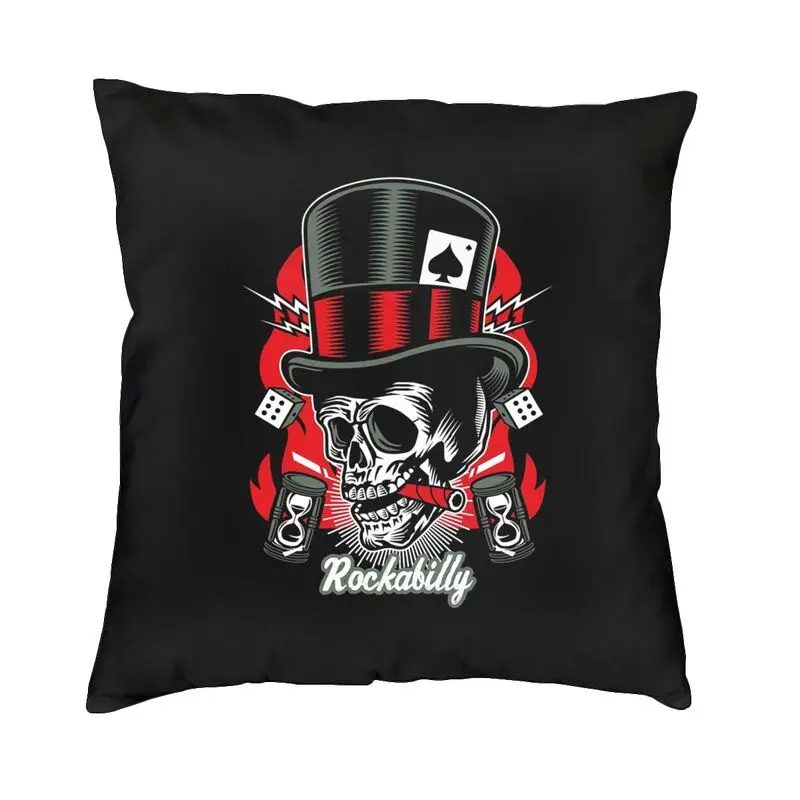 Rockabilly Rock Skull Retro Classic Rock And Roll Bikers Pillow Case Home Decor Cushions Throw Pillow Car Double-sided Printing