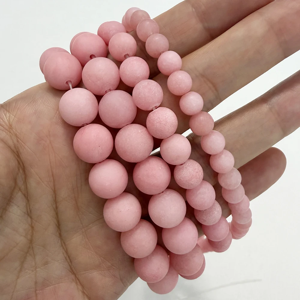 New Matte Rhodonite Color Jade Round Loose Beads 15