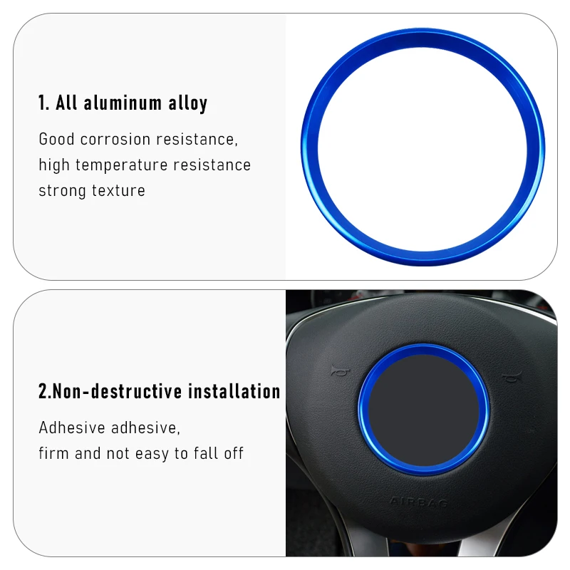 Car Steering Wheel Aluminum Alloy Ring Trim Sticker For Mercedes Benz A C E Class CLA GLA GLC GLE GLK W204 W212 C117