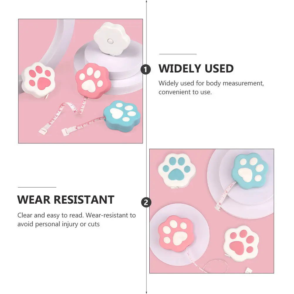 4Pcs Cartoon Cat Paw Compact Tape Measure Mini Portable Body Measuring Tape Lovely Creative Tool Clothing Store