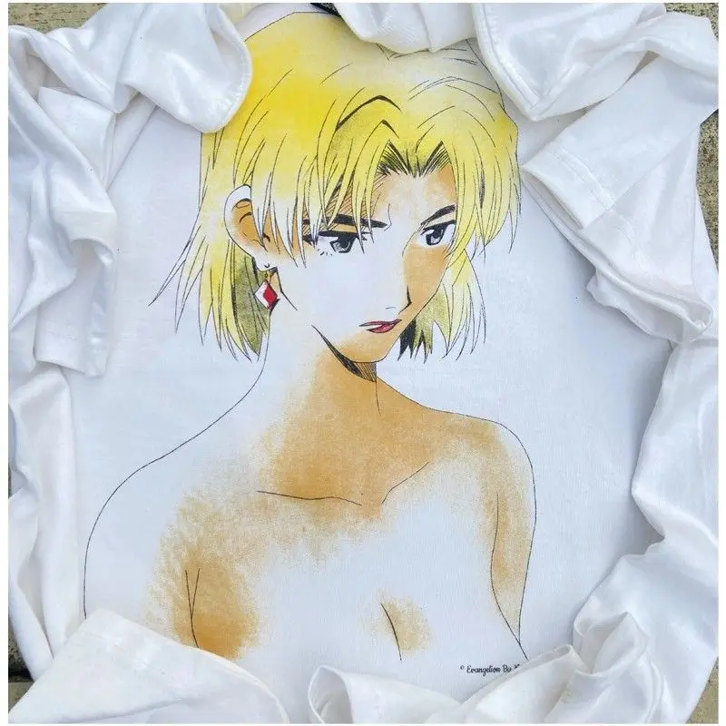 

Summer Neon genesis Evangelion cos Akagi Ritsuko men's and women's cotton printed short-sleeved shirt T