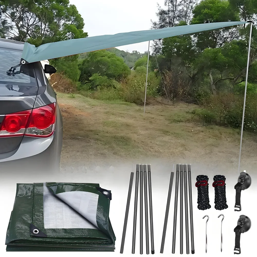 

2/3/4/5M Car Side Awning with Pole Outdoor Camping Tent Tarp Waterproof Canopy Shade Shelter decoration Mushrooms