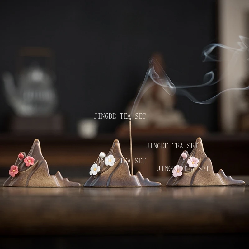 1pcs Ceramic Plum Blossom Pen Rest Home Desktop Joss-stick Base Incense Ceremony Ornaments Zen Tea Ceremony Accessories Tea Pets
