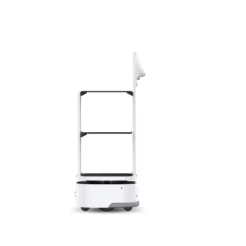 روبوت توصيل تجاري ذكي لخدمة المطاعم السريعة ونادل الطعام ذو العجلات الكبيرة مع صندوق غطاء ذكي