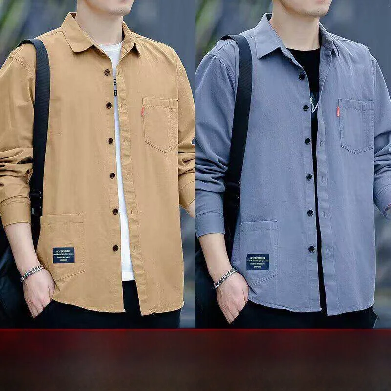 Men's Long Sleeve Casual Work Shirt Spring Summer Resistant to Dirt And Wear Sun Protection Loose Fit Comfortable All Seasons