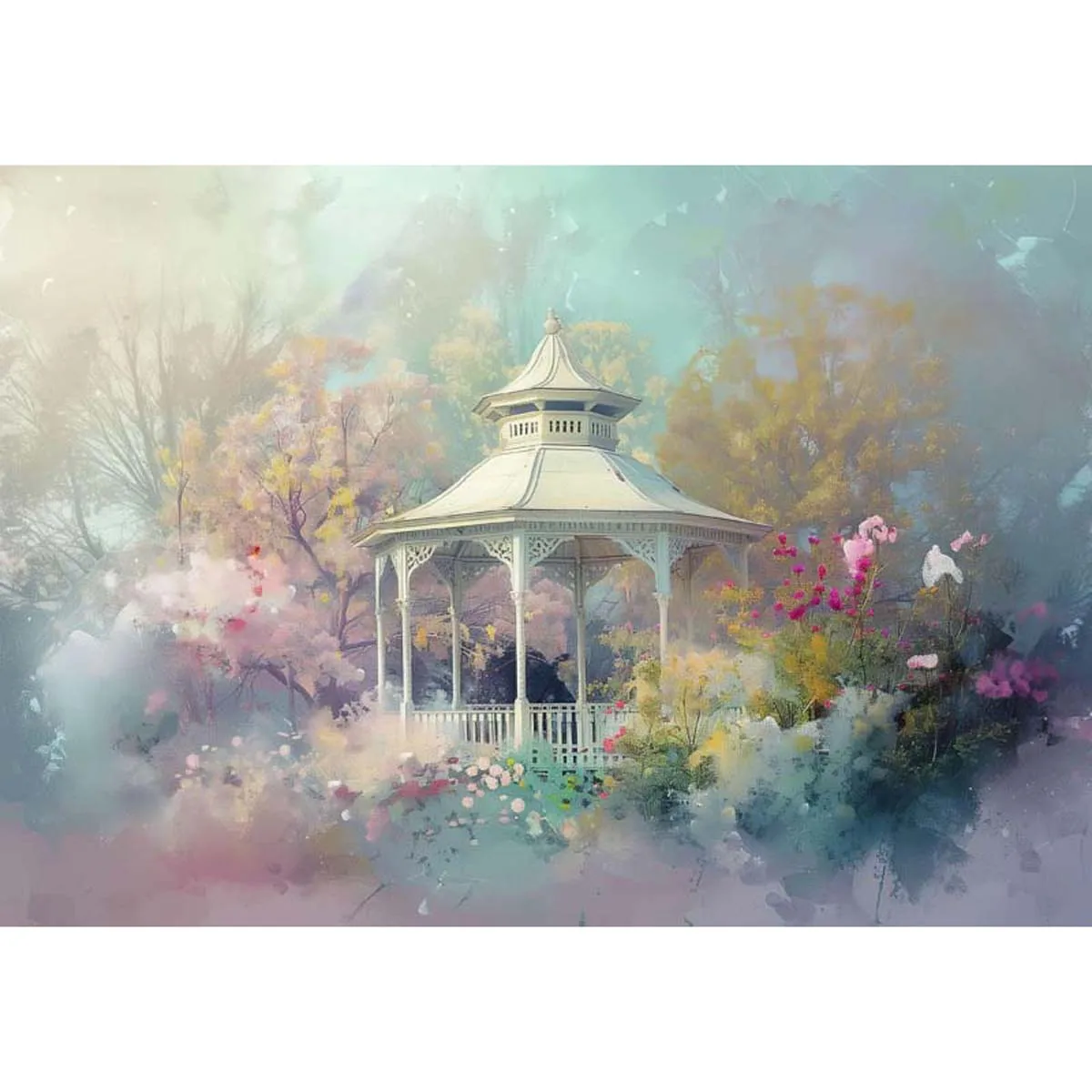 

Allenjoy Garden Pavilion Painting Backdrop