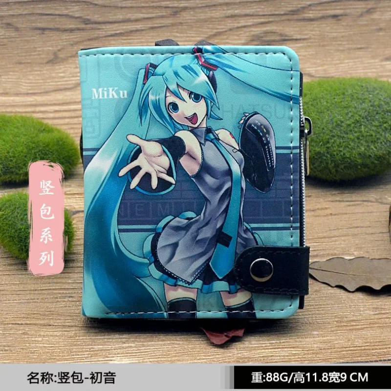 Hatsune Miku กระเป๋าสตางค์แฟชั่น PU หนัง ID ผู้ถือบัตรผู้หญิงการ์ตูนสั้นกระเป๋าสตางค์กระเป๋านักเรียนสาวกระเป๋าสตางค์ซิปกระเป๋า