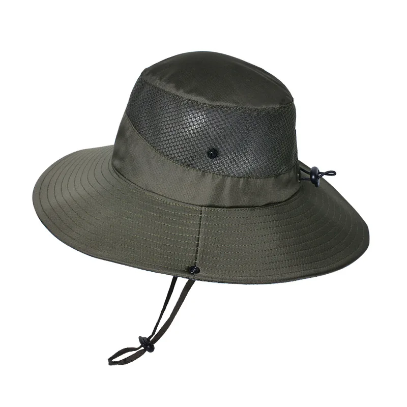 

Men's UV Protection Bucket Hats Wide Brim Breathable Mesh Fisherman Caps For Women Anti UV Fishing Sun Hat Outdoor Panama Cap