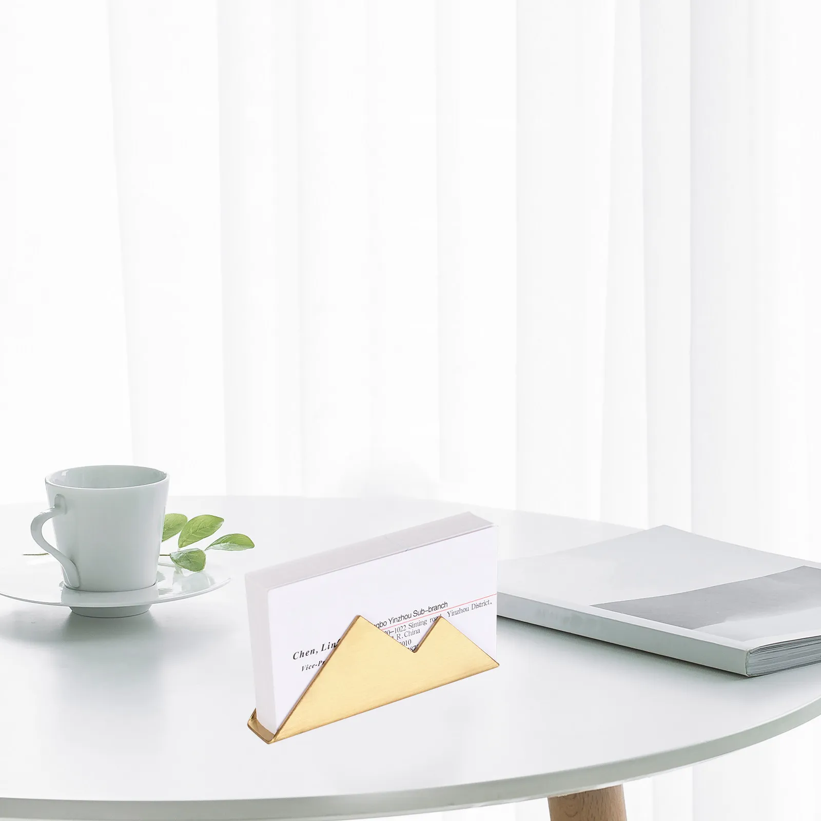 

Stainless Steel Desktop Business Card Holder Stand for Office Clinic Name Cards Organizer Vertical Display Memo