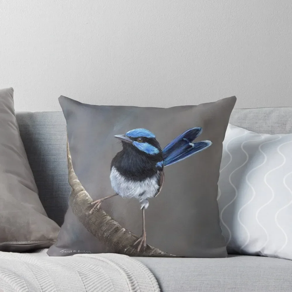 

Superb Fairy Wren - Australian Bird Throw Pillow Christmas Pillow Christmas Pillow Covers