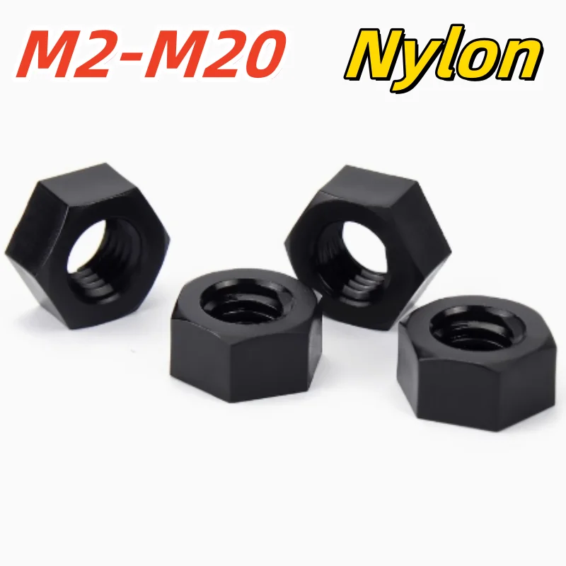 M2 M2.5 M3 M4 M5 M6 M8 M10 12 M14 M16 M18 M20 Black Plastic Nylon Nut Hexagon Nut  insulated Nuts