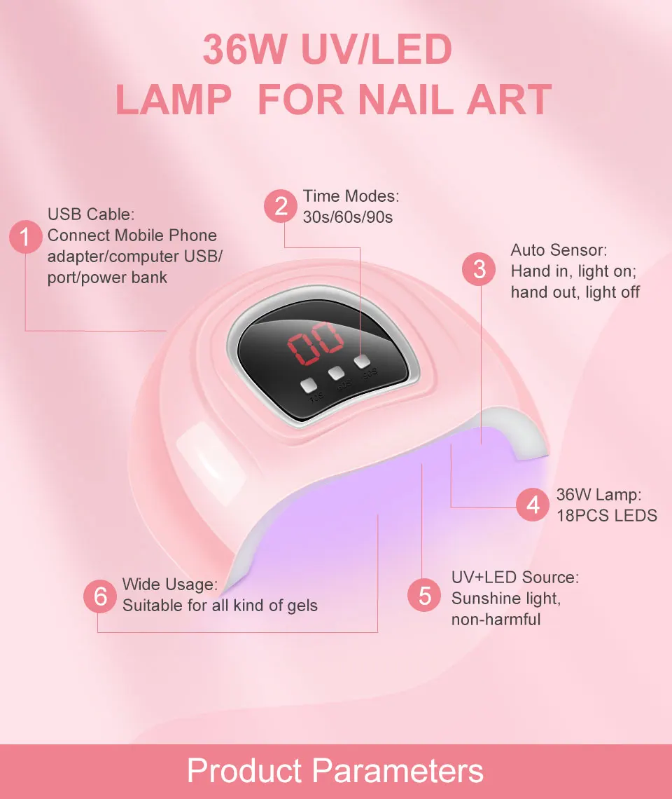 Nagel Gel Verlängern Set 54W LED Lampe Maniküre Set Acryl Nagellack MakingKit mit Elektrische Maniküre Maschine und Basis/Top Mantel