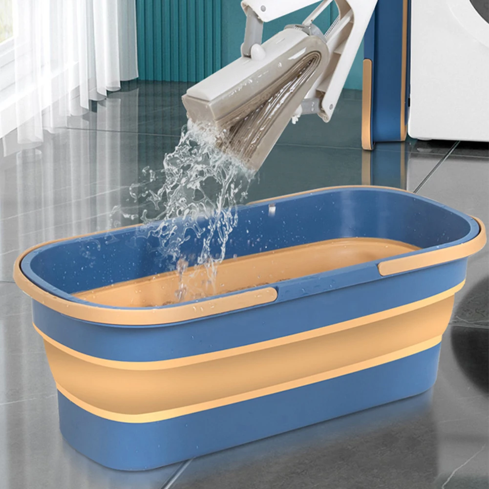 

Plastic Washing Basin Rectangular Fishing Bucket Foldable Mop Bucket with Handle Large Capacity Multi-Use for Camping Fishing