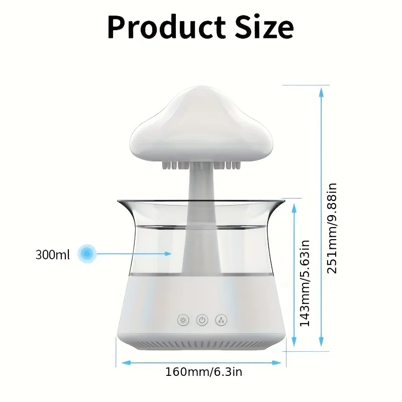 1pc, Rain Cloud H2o Spray Mist Rain Cloud Humidifier Aromatherapy Essential Oil Diffuser Portable 7 Colors Raining Cloud Night L