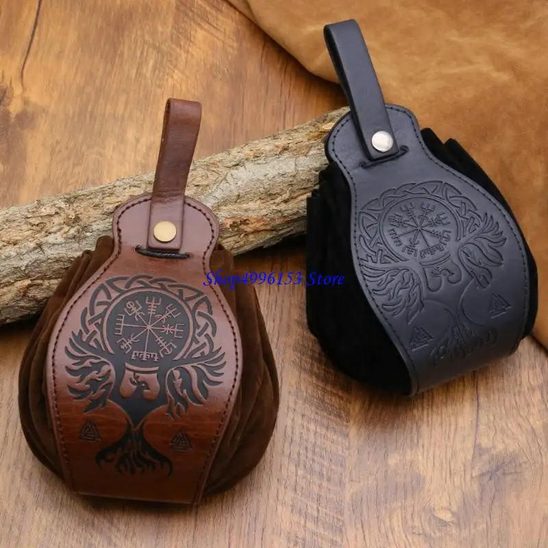Q0KE Traditional Themed PU Belt Pack Roleplay Costume Prop Functional Design