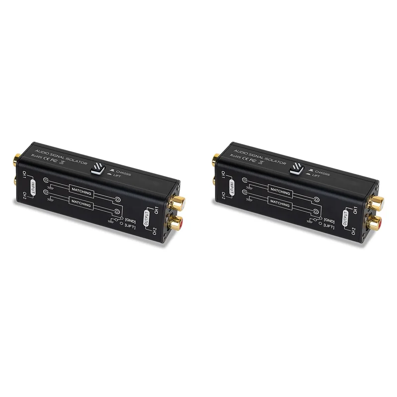 

B24B 2X Профессиональный изолятор аудиосигнала Устройство для удаления шумового фильтра тока RCA-интерфейс Plug and Play Пассивный изолятор