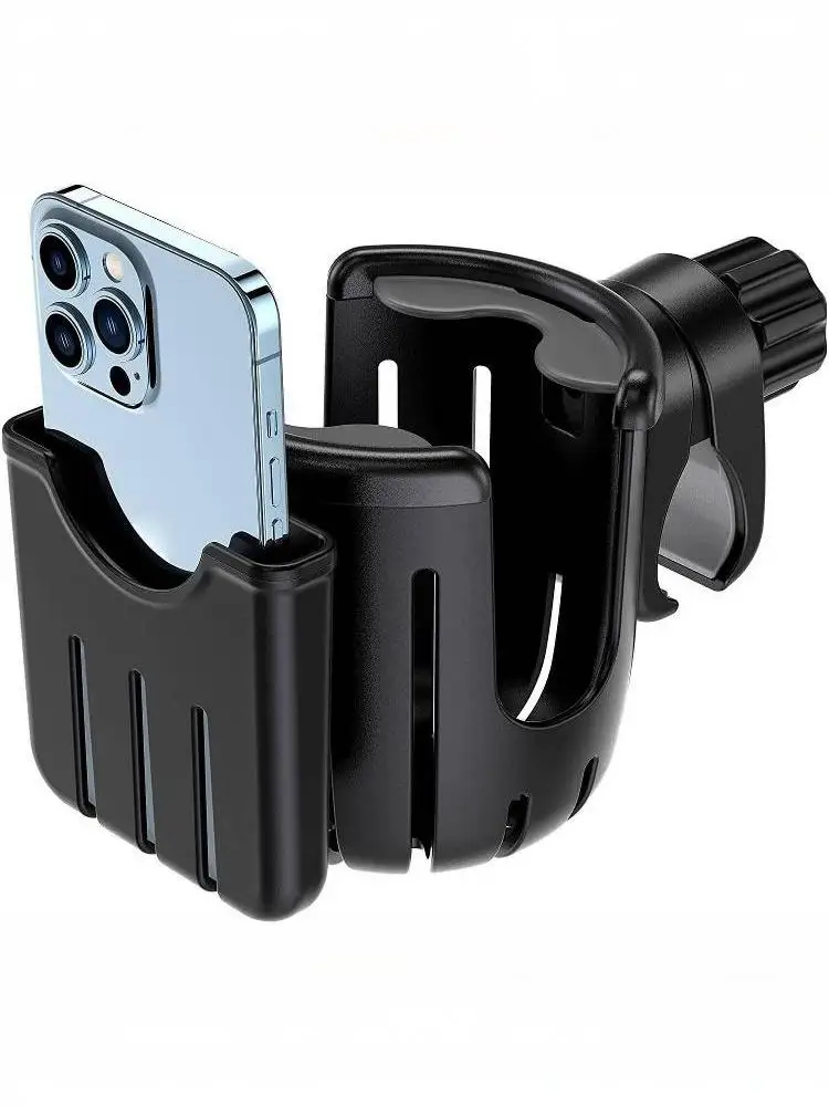 AliExpress NONE 2 In 1 Bike Cup Phone Holder For Motorcycle Stroller Wheelchair Walker 360 Degree Rotation Easy Install Black Accessory