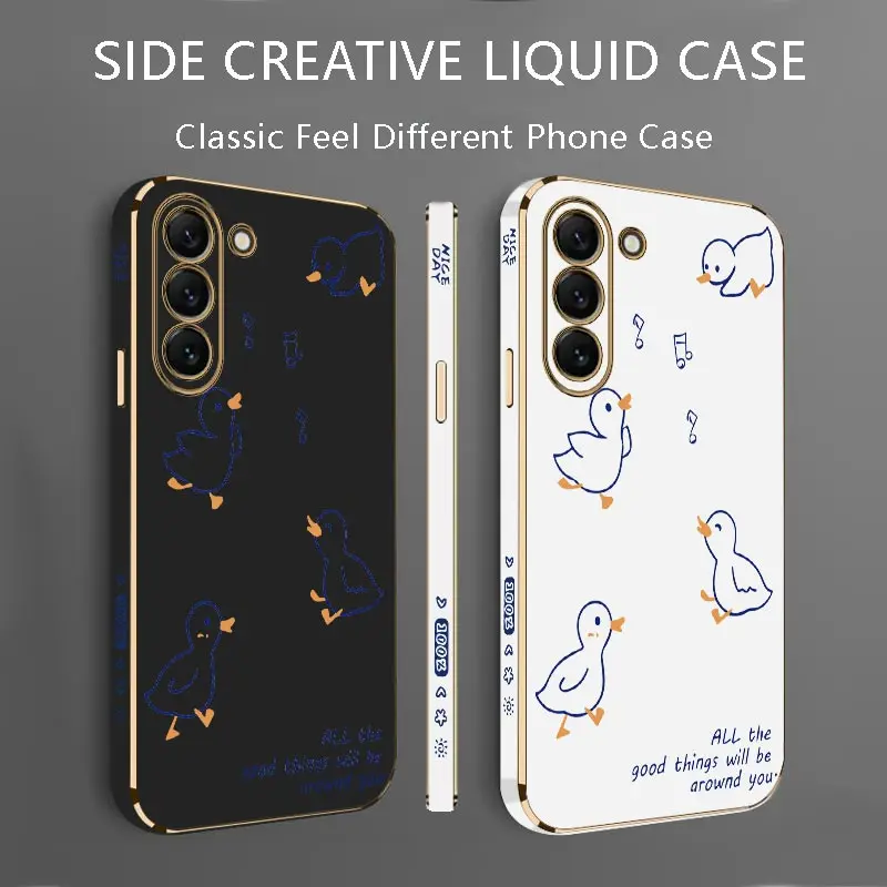 Singing Duck Luxury Plating Phone Case For Samsung Galaxy S23 S23FE S23Ultra S23Plus S24Plus S22Plus S24 S21Plus S22 S20FE Cover