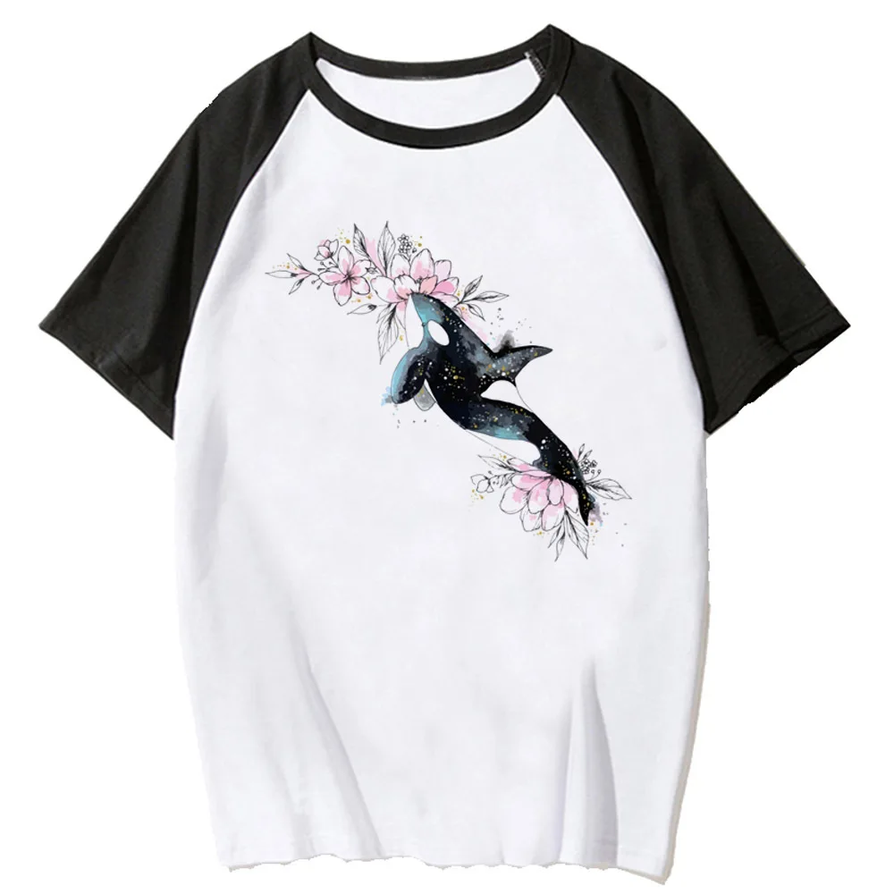 Whale tshirt women Japanese tshirt girl 2000s harajuku manga clothes