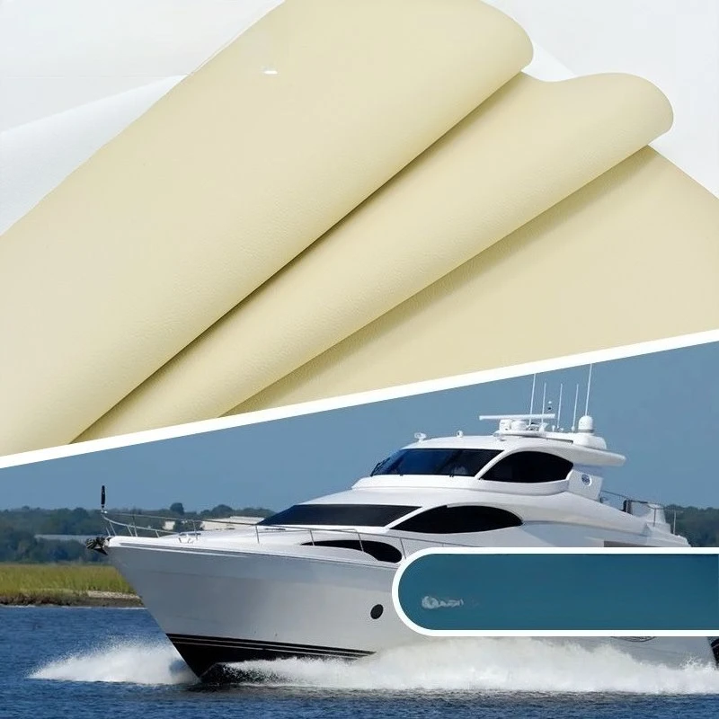 Solid Color Eco Friendly Faux Leather Fabric Waterproof Stain Resistant Fabrics for Yacht Interior Sofas Tables Chairs Cloth