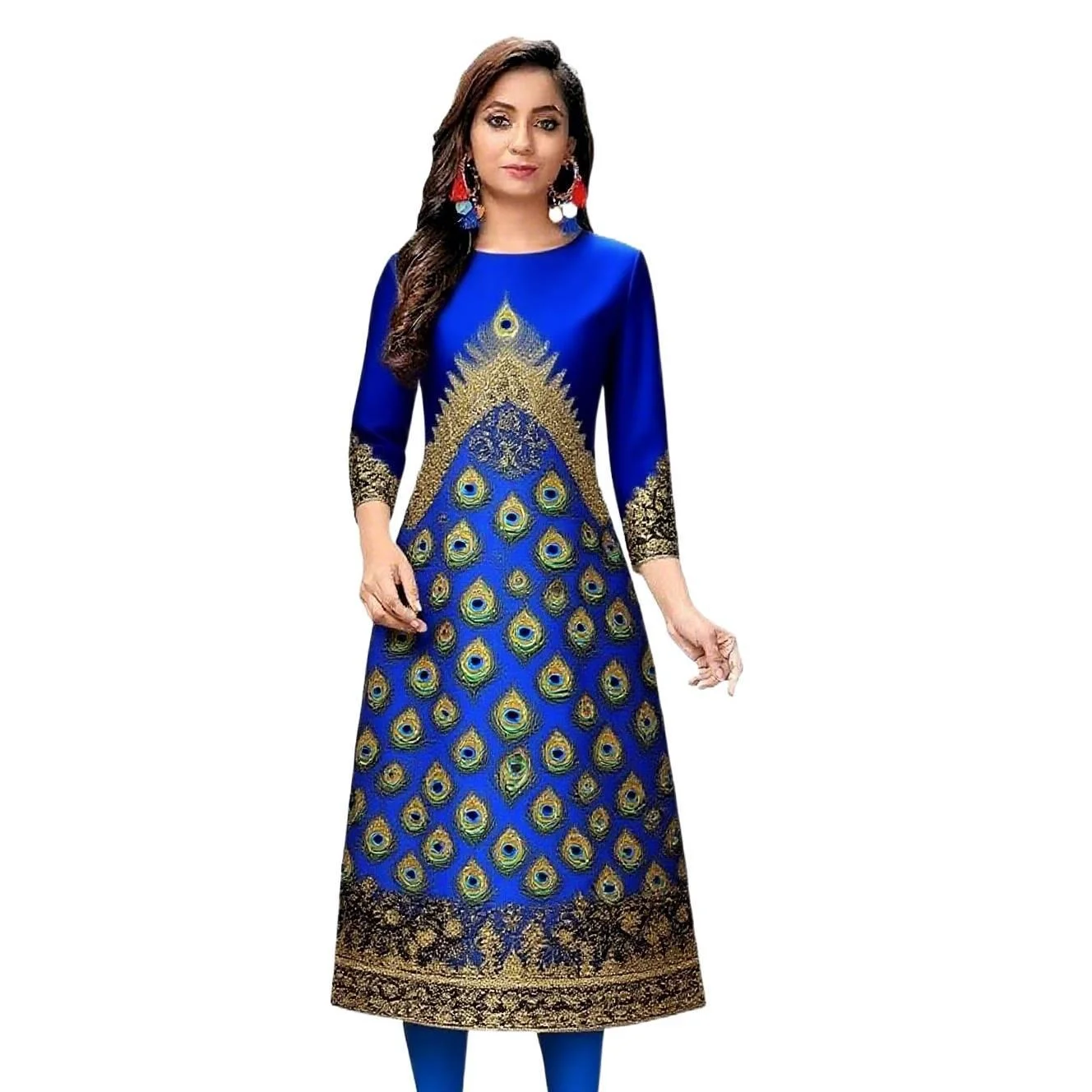 Abito casual da donna Kurt manica lunga dritto casual fiore etnico mandarino o-collo rotondo taglia normale design 3D adatto,