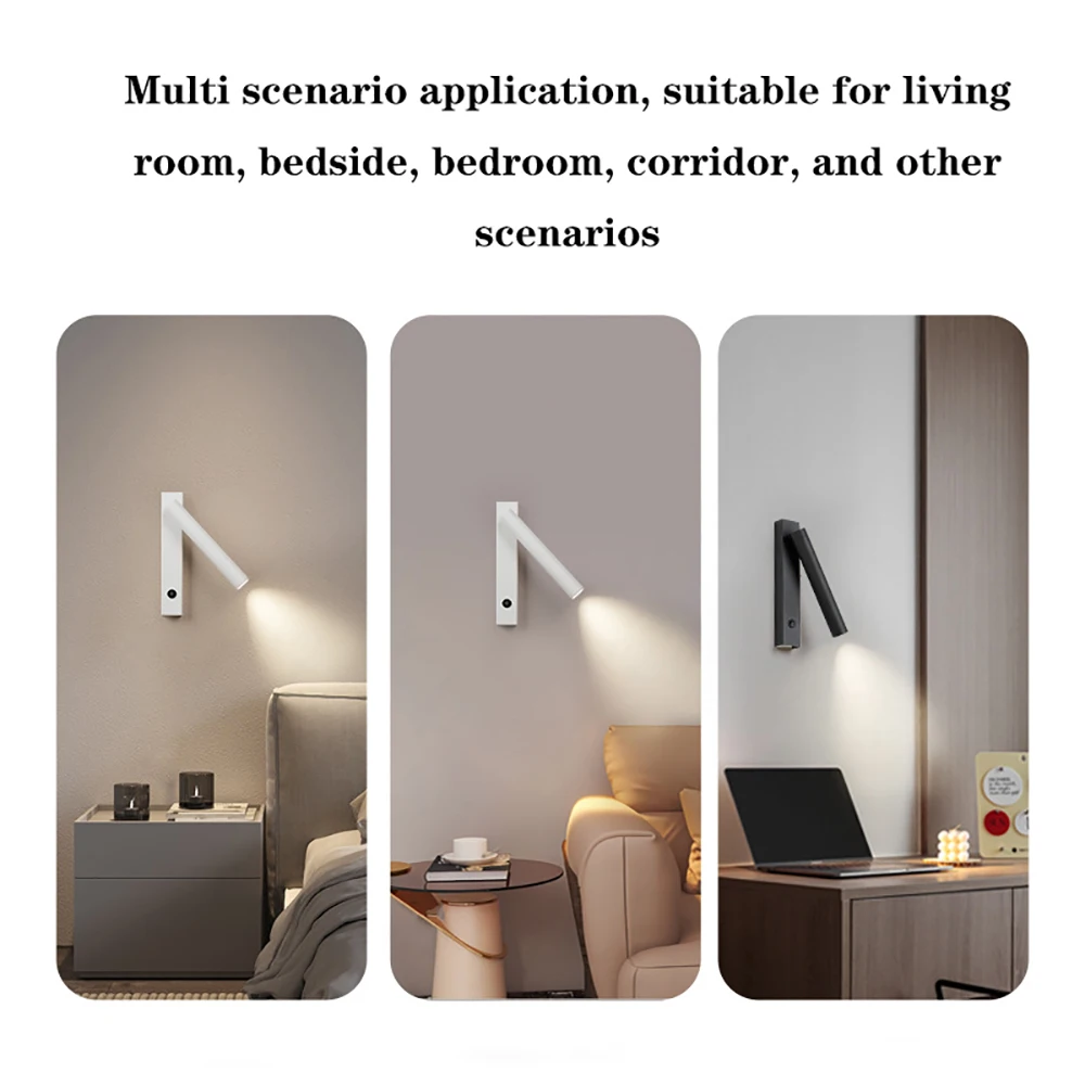 Minimalista Nordic Wall Lamp com ângulo ajustável, cabeceira Reading Light, Rotatable Spotlight, cabeceira Lamp, Corredor e Quarto