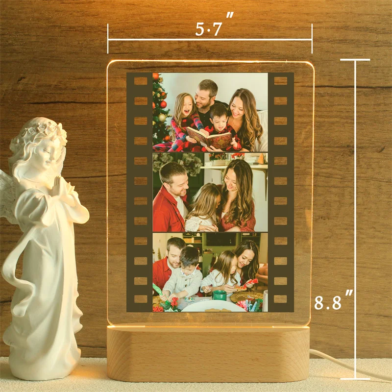 Personalized Memory Film Lamp,Custom Photo Night Light,Photo Collage Gift,Our First Trip, Anniversary Gift