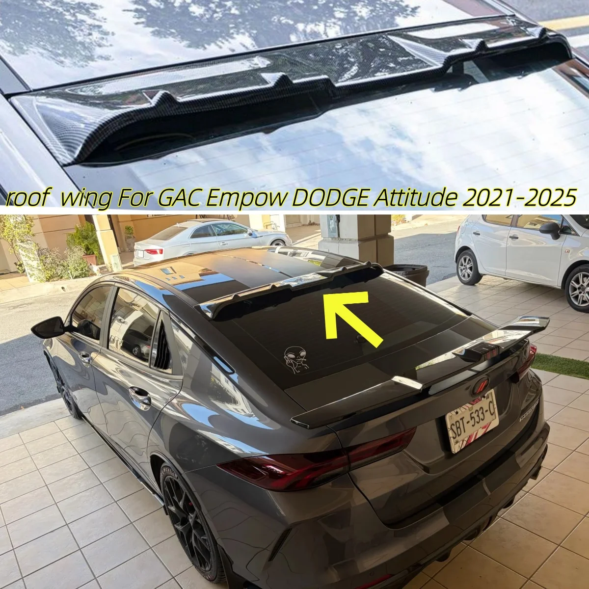 

For GAC Empow DODGE Attitude 2021-2025 ABS Accessories Spoiler Rear Window Rear Wing Fixed Wind Wing Top Wing Moulding Body Kit