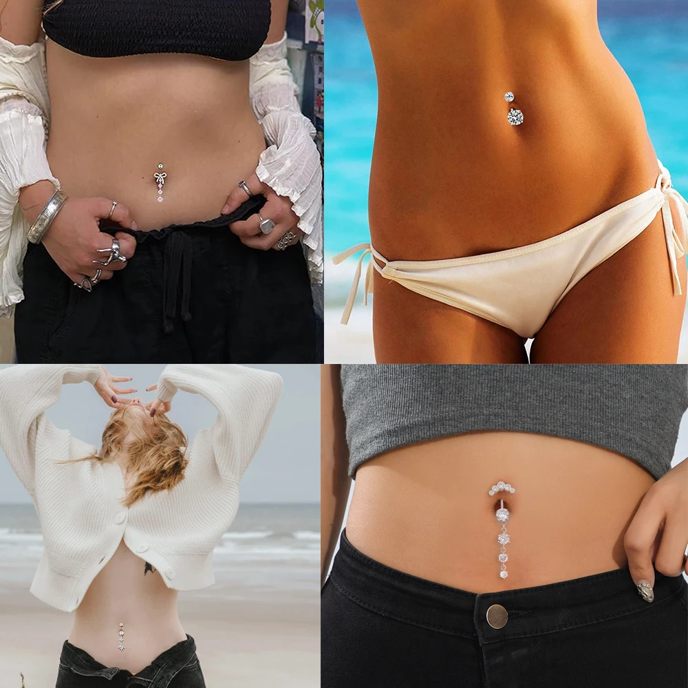 3-5pcs/Lot Belly Button Ring Sets with Heart and Butterfly Designs