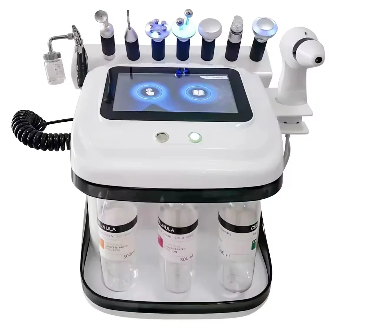 Máquina profesional 9 en 1 para estiramiento de la piel, limpieza facial, prueba de piel, belleza facial