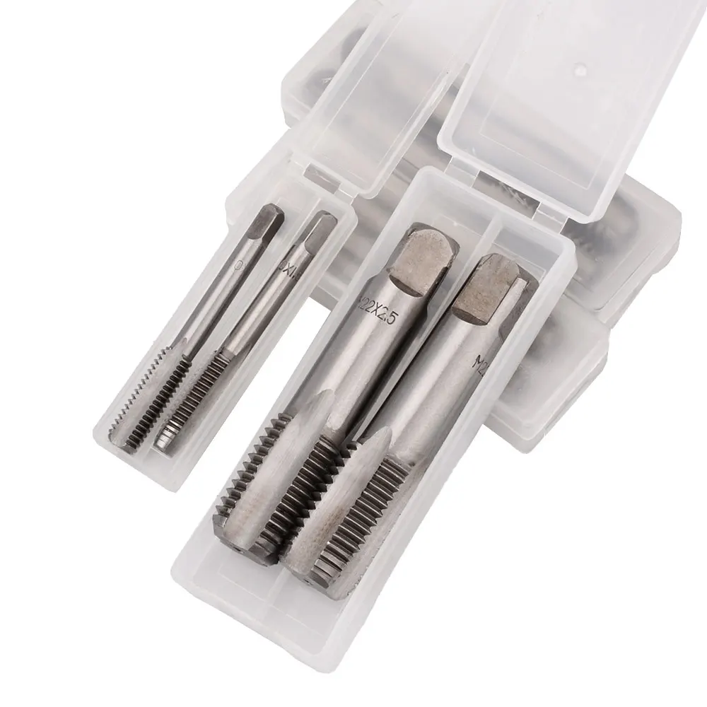 2PCS/Set HSS Machine Spiral Point Straight Fluted Screw Thread Metric Plug Hand Tap Drill Set Tools M2 M3 M4 M5 M6 M7 M8 M9 M10