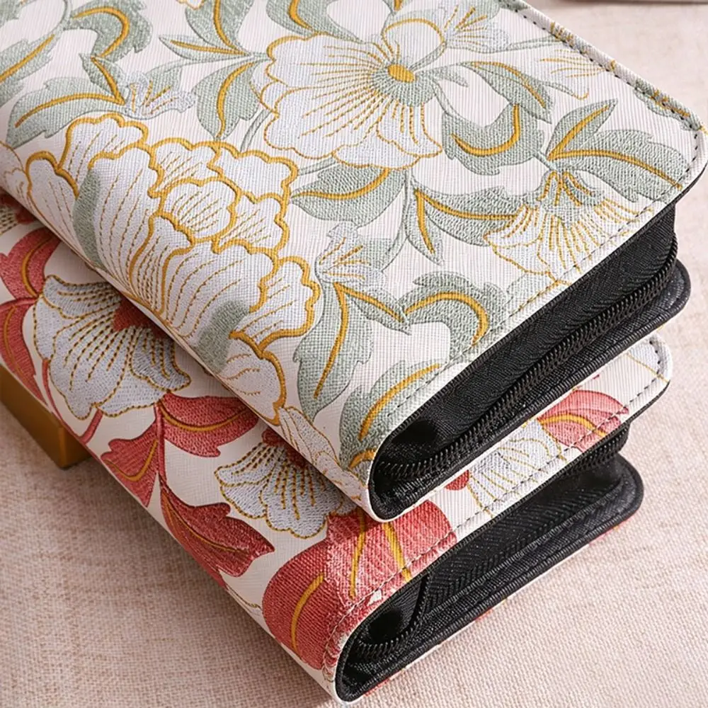 PU Leather Money Savings Binder Peony Pattern A6 Cash Storage Book 100 Pockets Large Capacity Money Organizer Album Money Saving