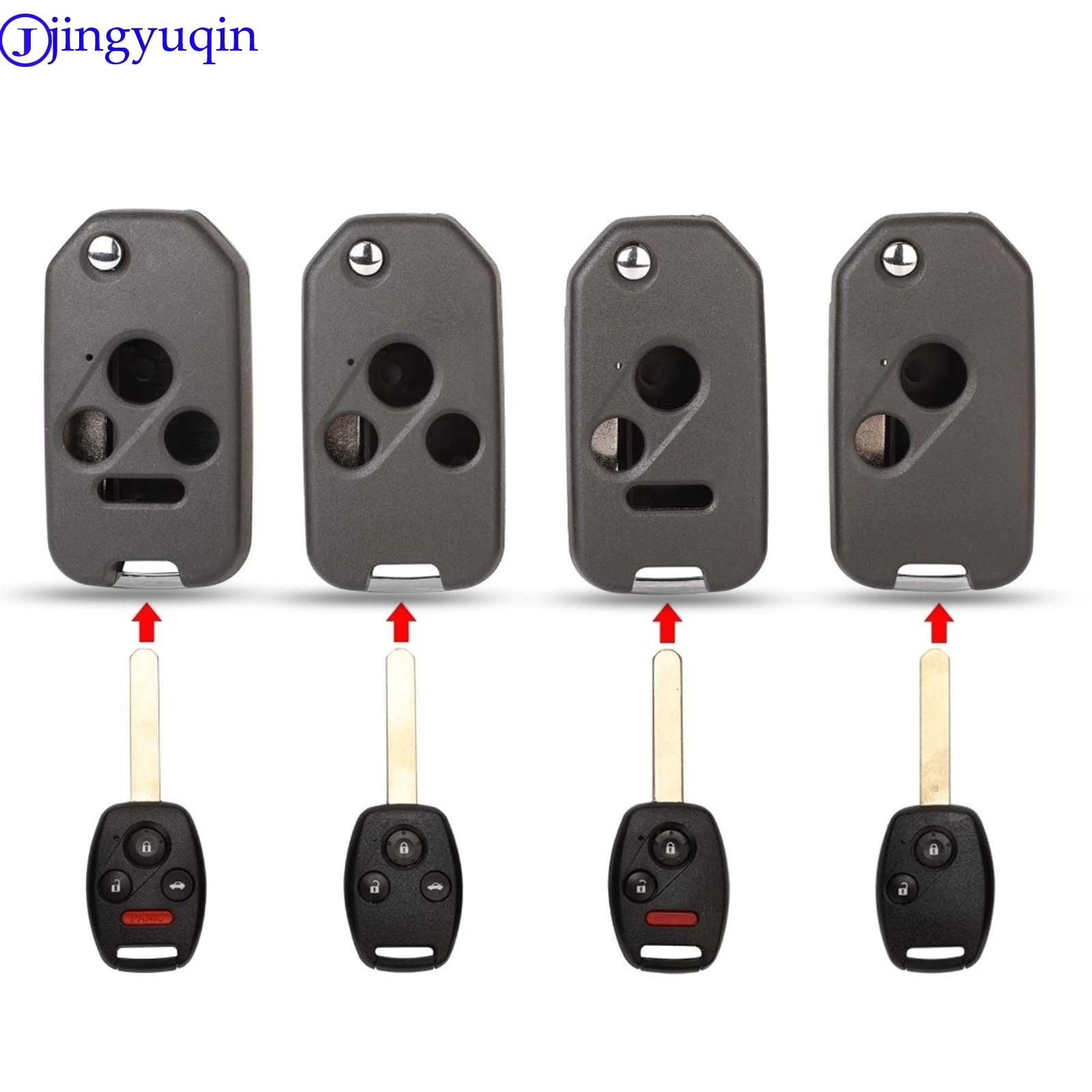 Jingyuqin Blade 3 + 1 2 + 1 2/3 botones cubierta de carcasa de llave remota plegable para Honda Odyssey Rigeline Accord CRV Civic